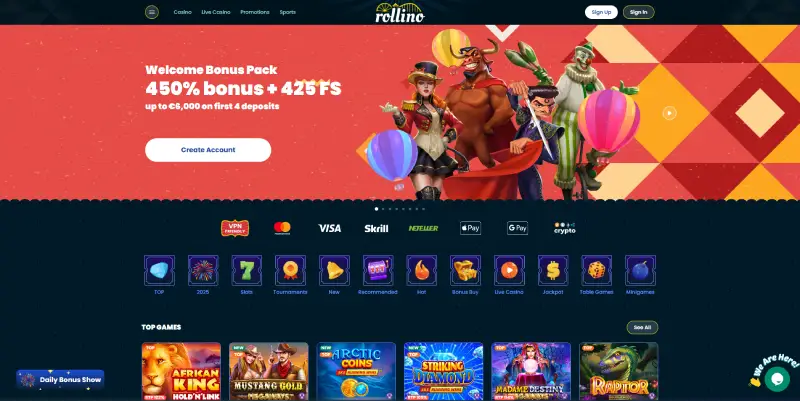 home page screen photo of Rollino Casino